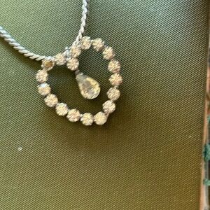 Krementz 1950s Rhinestone Heart Teardrop Necklace